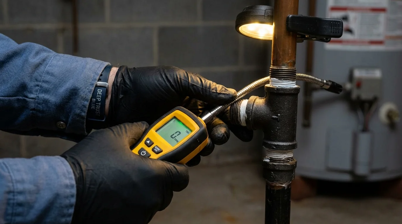 Gas leak detection with electronic sniffer by Johns Plumbing LLC in Black River Falls